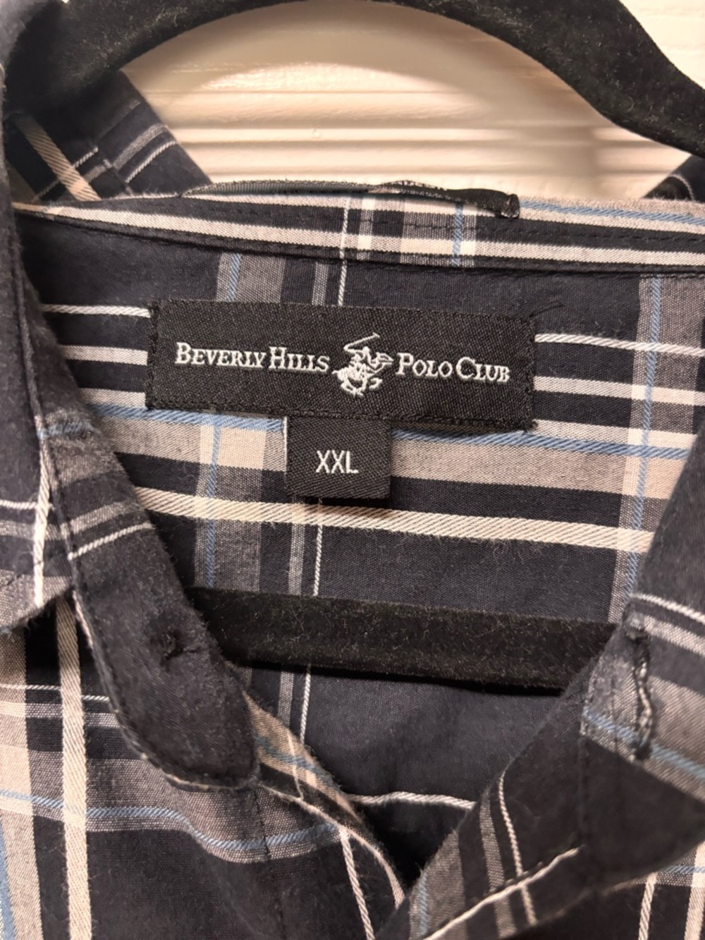 Beverly Hills Polo Club Black and White Plaid Short-Sleeve Button-Down Shirt - Picture 2 of 2